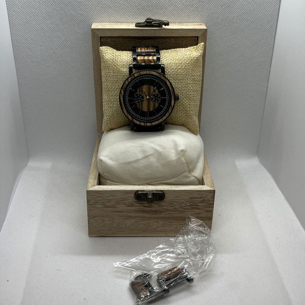 Kenon Engraved Natural Handmade Men's Wood Analog Dial Qaurtz Wrist Watch JMB66